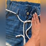 American Eagle Outfitters Paperbag Belted High Waist Blue Denim Mom Shorts Photo 4
