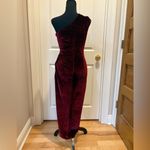 Baltic Born Kourtney Velvet One Shoulder Midi Dress Sz S Merlot Tulip Hem Photo 8