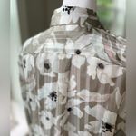 Banana Republic  Gray Striped Floral Button Down Blouse Dress Shirt Size Small Photo 7