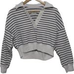 Abercrombie & Fitch Womens  White Black Striped Long Sleeve V-Neck Sweater Size S Photo 0