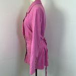 Free People NWT  Pink Linen Blend Double Breasted Tie‎ Back Blazer Jacket - M Photo 8