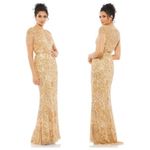 Mac Duggal 4715 Size 12 Embellished Fringe Cap Sleeve Trumpet Gown, Light Gold Photo 10
