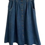 Vintage Denim Maxi Button Up Full Skirt With Pockets Women’s L Modest 90s Retro Blue Size L Photo 0