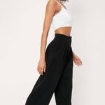 Nasty Gal NWT | High Waisted Turn Up Hem Wide Leg Trousers Black Size 10 Photo 2