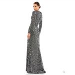 Mac Duggal 26445 Womens Long Sleeve Sequin Gown Black Silver 14 Photo 5