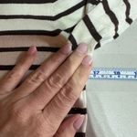 J. McLaughlin XS Striped Sweater Cotton Modal Soft White Chocolate Brown LS Photo 7