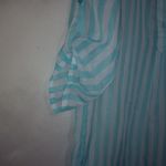 Mix & Co. M Aqua White Stripe Sheer Top Blue Size M Photo 2