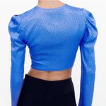 ZARA  Black and Blue Polka Dot Crop Top Photo 2