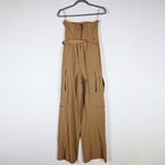 Alice + Olivia Sachiko Strapless Cargo Utility Multi Pocket Jumpsuit Jumper Tan Photo 1