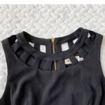 Eliza J  Black Sleeveless‎ Sheath Fit And Flare Pleated Cutout Mini Dress Photo 4