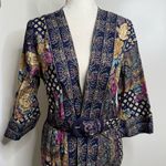 Vintage Lady Carol Petites Mixed Prints Open Front Jacket Dress w/ Belt Sz 10 Blue Photo 2