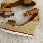 See By Chloe | Glyn Metallic Wedge Espadrille Sandals Bronze Jute White | Size 4 Photo 2