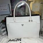MCM Two Way Laptop/Document Bag Handbag Crossbody Saffiano Leather Excellent Photo 1