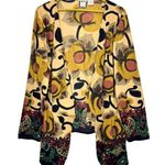 Take Two Floral Paisley Asymmetric Kimono Cardigan Size L Artsy Boho Hippie Brown Size L Photo 0