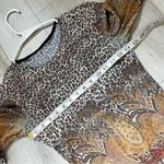 Vintage Y2K Just in Time USA Animal Print Semi Sheer Top Brown (medium) leopard Photo 1