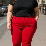 Anne Klein  Dress Pants Red  Comfort Knit Womens Sz 16 Straight Leg Photo 0