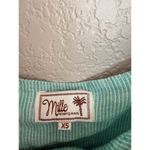 Mille Anais Striped Linen Puff Sleeve Mini Dress XS Green White Photo 1