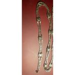 Belt White Rhinestones Double Strand Necklace 1950s Vintage Art Deco Rhinestone Silver Photo 11