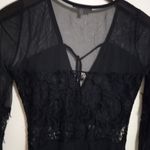 Charlotte Russe  S Long Sleeved Black Eyelash Lace Trimmed Body Suit Photo 11