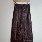 Suncoo Paris burgundy faux leather wide leg cropped pants Red Size 0 Photo 0