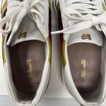 Diane Von Furstenberg  Tess 9 Lace Up Sneakers Gold & Red Stripe & Floral Design Photo 12