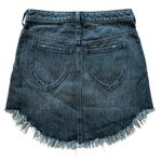 Free People Faded Black Denim Rounded Raw Hem Fringe Mini Skirt Bailey Size 27 Photo 6