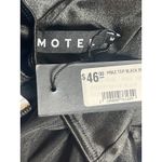 Motel NEW  Black Silk Satin Halter Plunging V Neck Open Back Blouse Crop Top M Photo 2