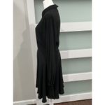 Pintuck Black Mini Shirt Dress Long Sleeve Collared Size 6 Photo 8