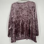Style & Co  Crushed Velvet Boho Top Pink Floral Embroidered Fairy Lace Up Size PL Photo 5