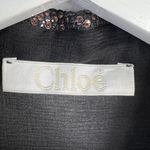 Chloé Chloe Size S 4 Blouse Black Semi Sheer Button Up Metallic Copper Sequin Collar Photo 5