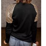 New Boutique Sequins Long Sleeved Top Black Size M Photo 6