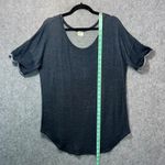 Tresics  Blue Short Sleeve Top Raw Hem Scoop‎ Neck Tunic Large Casual Photo 5