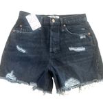 Free People  We The Free Makai Black Distressed Denim Jean Shorts Photo 1