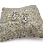 Swavorski Swarovski Rhinestone Earrings Silver Tone Pave and Clear Crystal Bead Dangle Photo 4