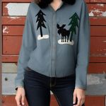 Vintage Denim Shirt with Moose and Tree Design Anne Josephine Dallas shacket Blue Size XL Photo 0