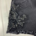 ZARA Black High Waist Beaded Jean Shorts Sz 6 Photo 2