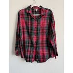 Victoria's Secret  Flannel Plaid Pajama Shirt Women's Size M Long Sleeve Holiday Photo 5