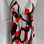 Forever 21 Y2K ORANGE AND BROWN FOREVER ABSTRACT HALTER NECK TANK TOP‎ Photo 0