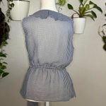 Max Studio Black & White Gingham Ruffle Wrap Sleeveless Peplum Blouse Women’s M Photo 2