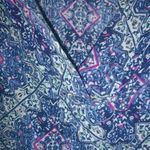 Kenar  L Cotton Blue Diamond Pattern V-Neck Top Photo 2