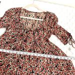Free People  Black Combo Floral Printed Laced Up Boho Summer Mini Dress XS Photo 8