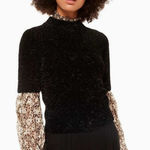 Kate Spade Black Metallic Sparkle Short Sleeve Sweater Size Medium Textured NWT Photo 0