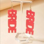 Bride Earrings Bridal Shower Bachelorette Party Statement Dangle Earrings Pink Photo 2