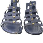 Marc Fisher Gladiator Sandals Womens 8 Blue Gold Studded Ankle Strap Zipper Back Photo 3