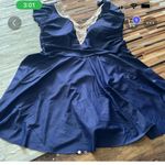 Elegant Navy Swim Dress with Lace Detail Blue Size 2X Photo 1
