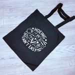 New cotton long handle hoeing ain’t easy shopping bag tote 16x14.5 hand crafted Green Photo 5