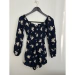 Hollister  Navy Blue Floral Off Shoulder Smocked Romper Coquette Babydoll Y2K Photo 1