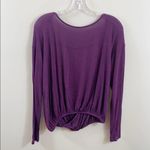 Free People  Laguna Open Sexy Back Blouse in Plum Purple Photo 3