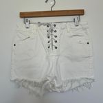Windsor Lace up Extra Large White Jean Shorts Photo 0