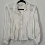 Intermix  White Textured Pleated Button Down Blouse Small Classic‎ Photo 0